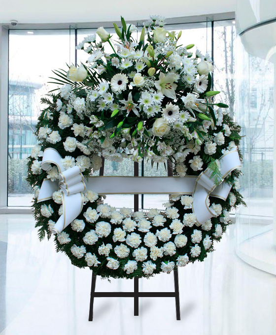 Corona de flores para difuntos Superior clavel blanco