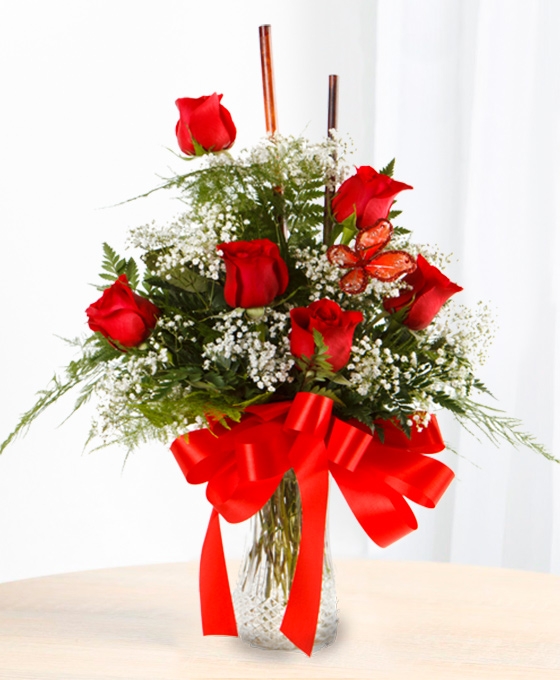 Ramo de 6 rosas rojas