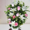 Ramo Funerario Blanco y Rosa